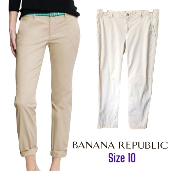Banana Republic Roll Up City Chino Stone Twill Pants Size 10 - Picture 1 of 16
